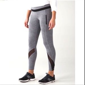 Lululemon Inspire Tight II Grey Black Mesh Leggings Size 4